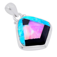 925 sterling silver 8.38cts blue black pink strip opal pendant jewelry n45217