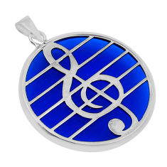 925 sterling silver 21.39cts blue bling topaz (lab) round pendant jewelry n27783