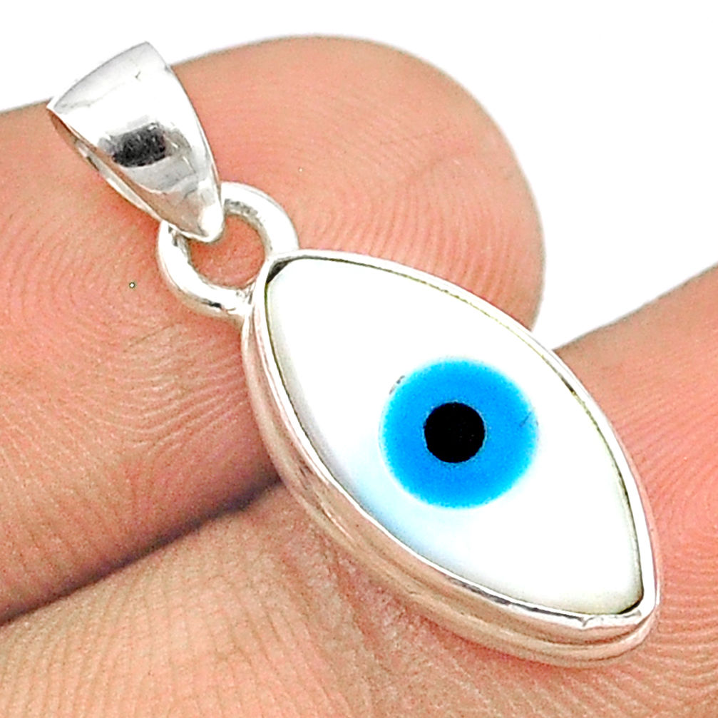 925 sterling silver 5.63cts blue evil eye talismans pendant jewelry u26364