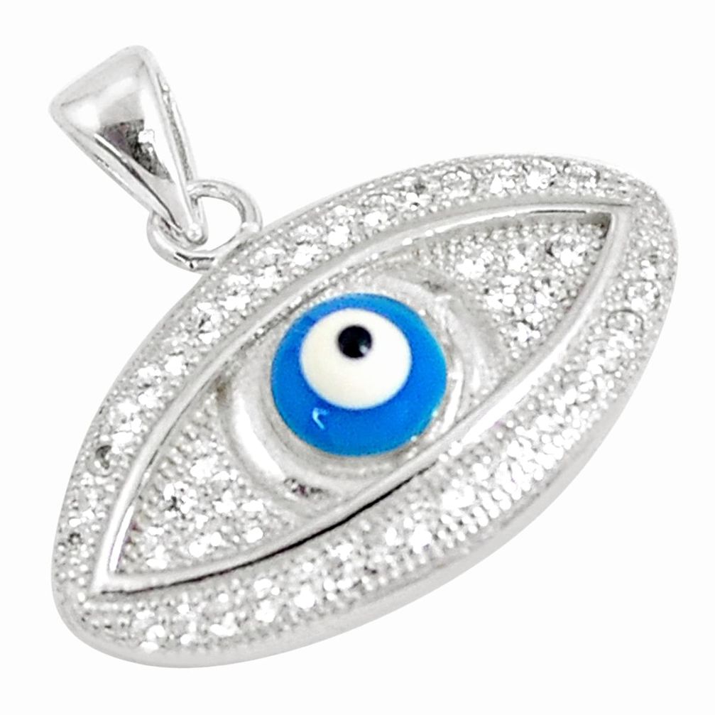 925 sterling silver 3.29cts blue evil eye talismans topaz pendant jewelry c21121