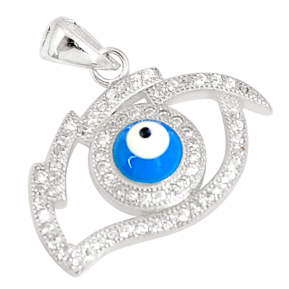 925 sterling silver 2.72cts blue evil eye talismans topaz pendant jewelry c21129