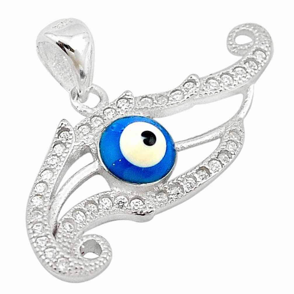 925 sterling silver blue evil eye talismans topaz round pendant jewelry c20938