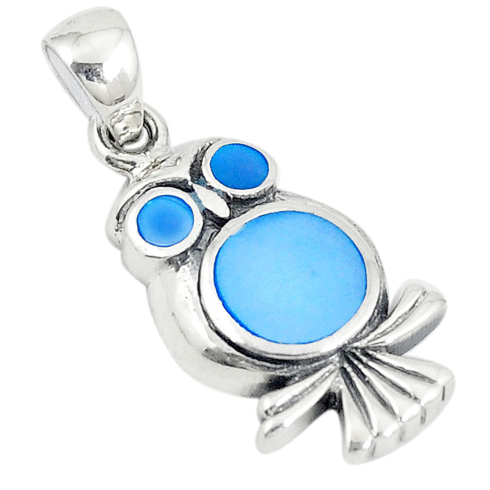 925 sterling silver blue pearl enamel owl charm pendant jewelry a74727 c14504