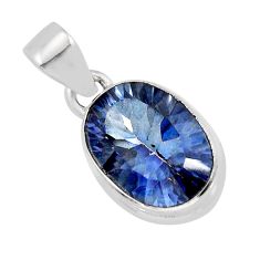 925 sterling silver 5.36cts blue rainbow topaz oval shape pendant jewelry y65970