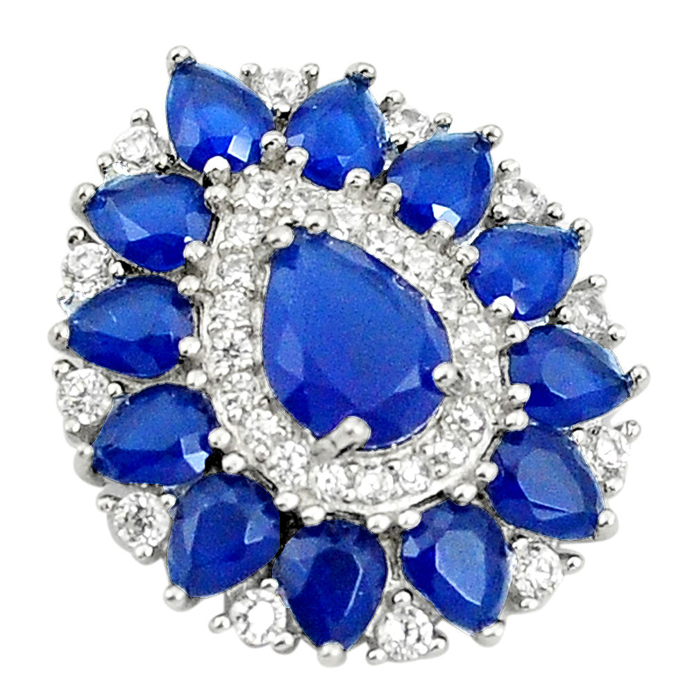 925 sterling silver blue sapphire quartz white topaz pendant jewelry c19059