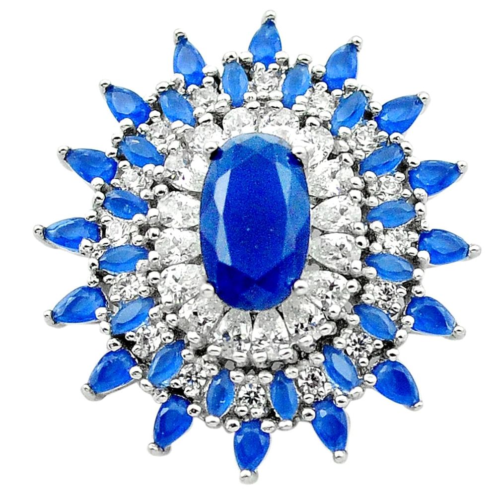 925 sterling silver blue sapphire quartz white topaz pendant jewelry c19129