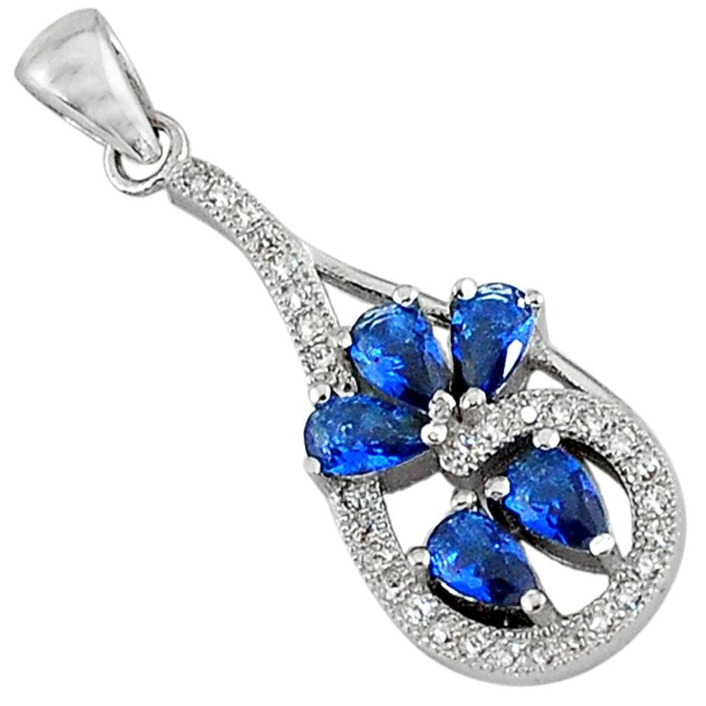 925 sterling silver blue sapphire quartz white topaz pendant jewelry c22819