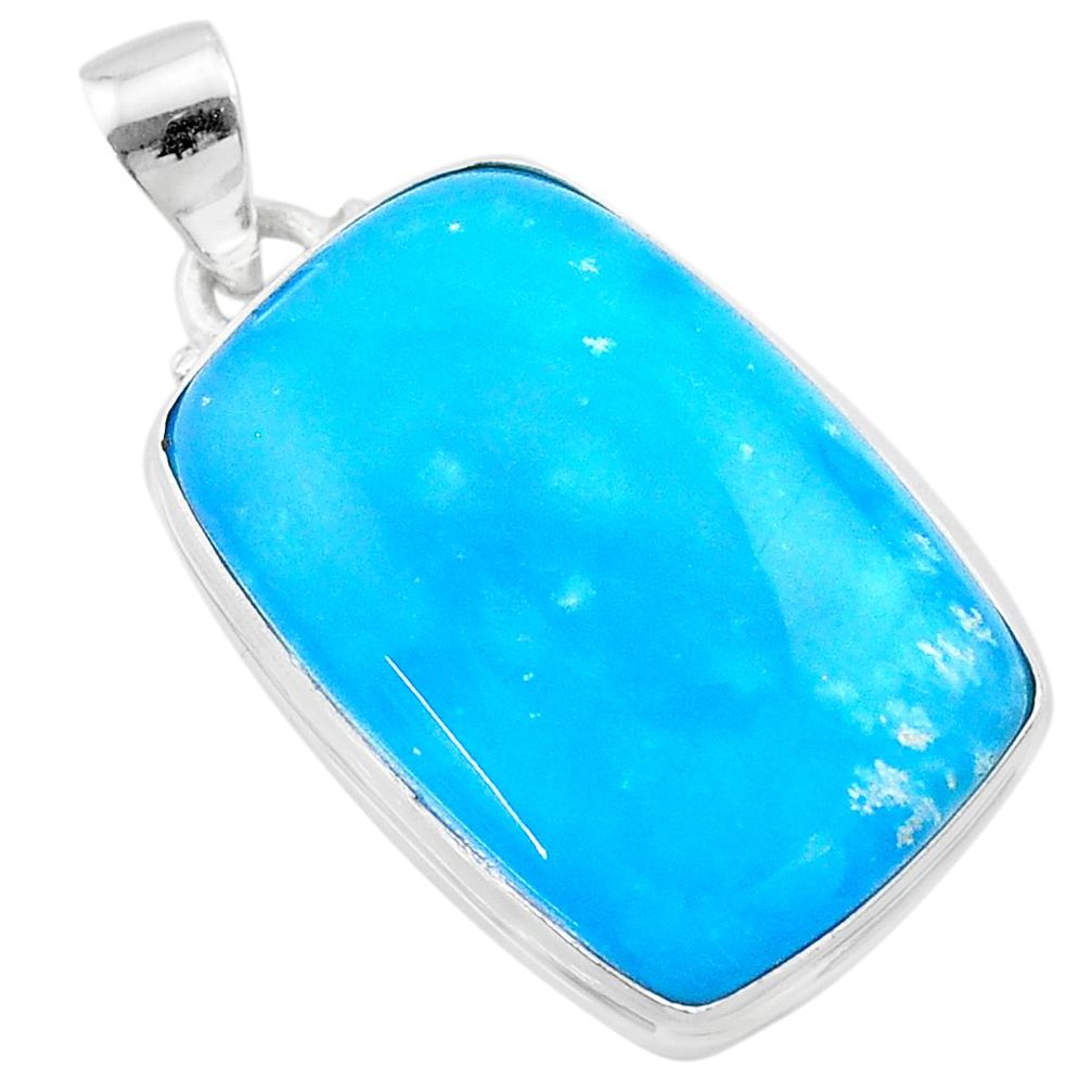 925 sterling silver 25.00cts blue smithsonite octagan pendant jewelry t22787