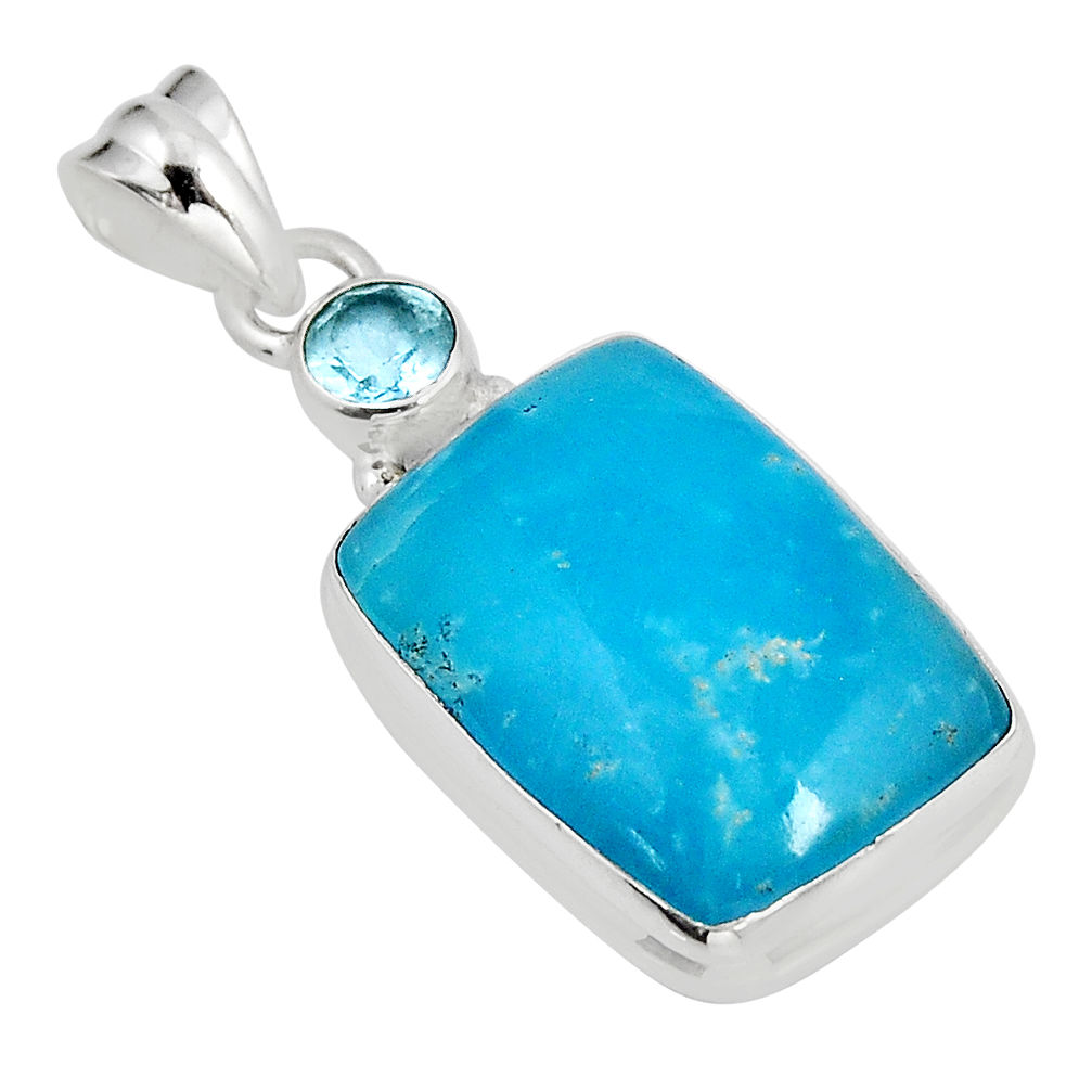 925 sterling silver 14.47cts blue smithsonite octagan topaz pendant y55507