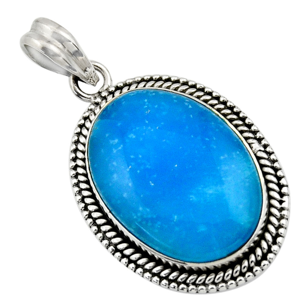 925 sterling silver 20.33cts blue smithsonite oval pendant jewelry r32074