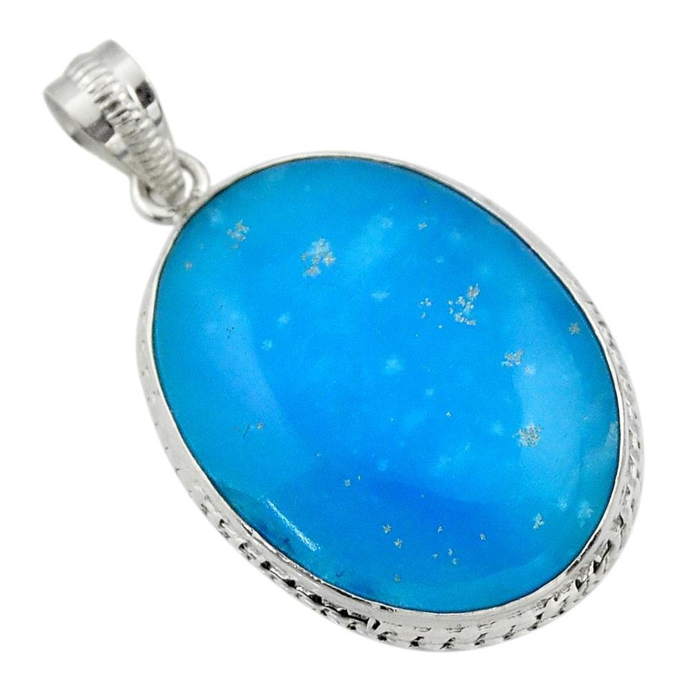 925 sterling silver 25.00cts blue smithsonite oval pendant jewelry r32076