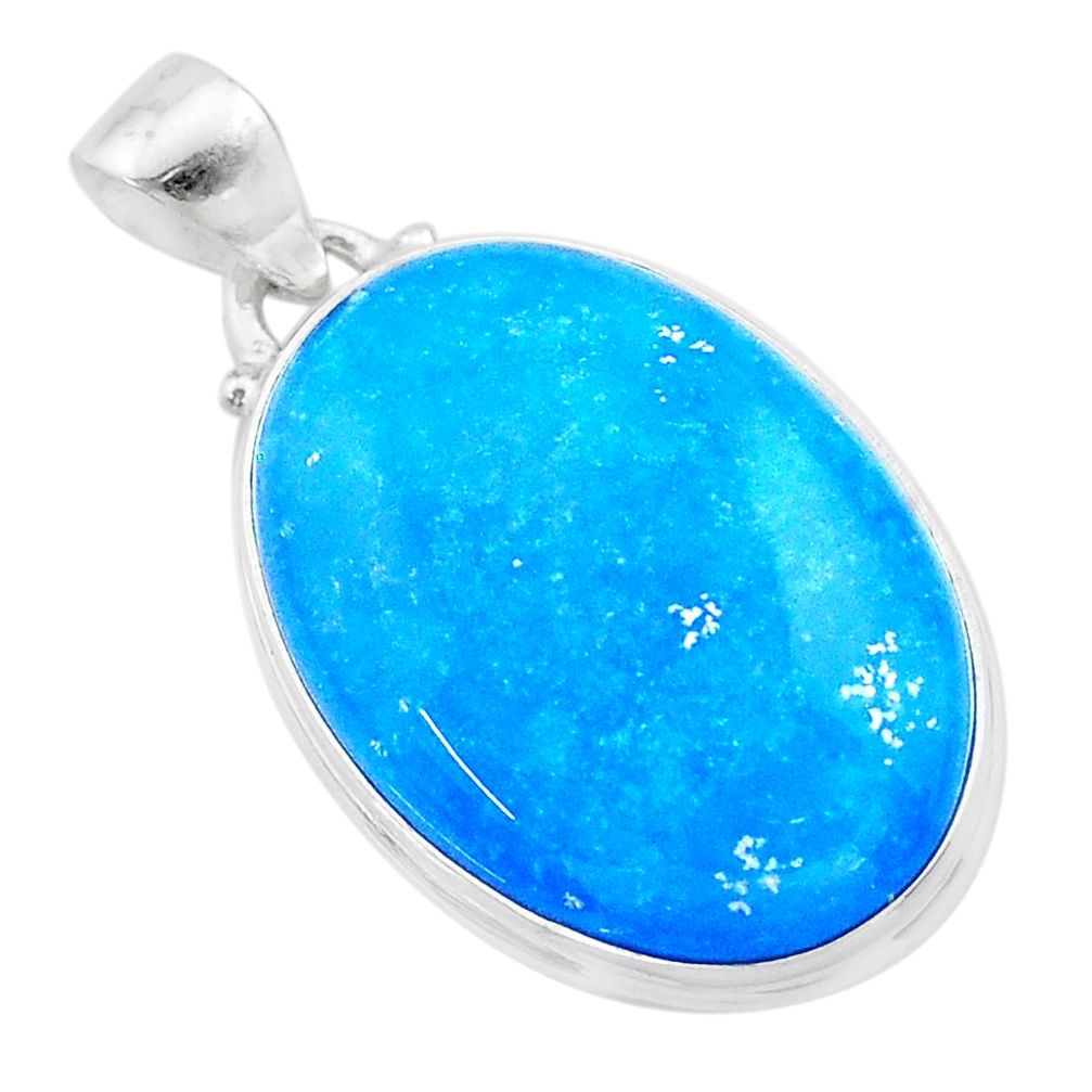 925 sterling silver 19.72cts blue smithsonite oval pendant jewelry t22791