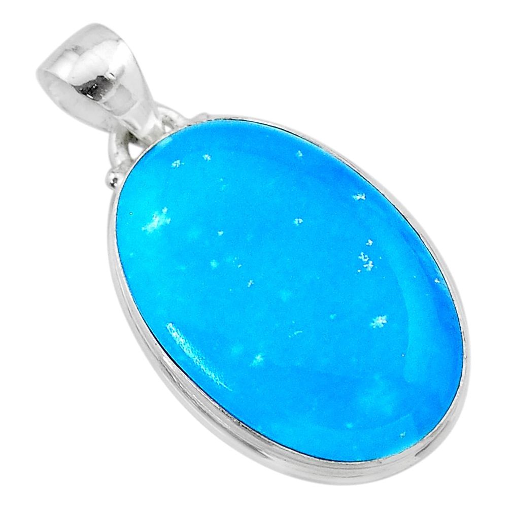 925 sterling silver 17.22cts blue smithsonite oval pendant jewelry t22800