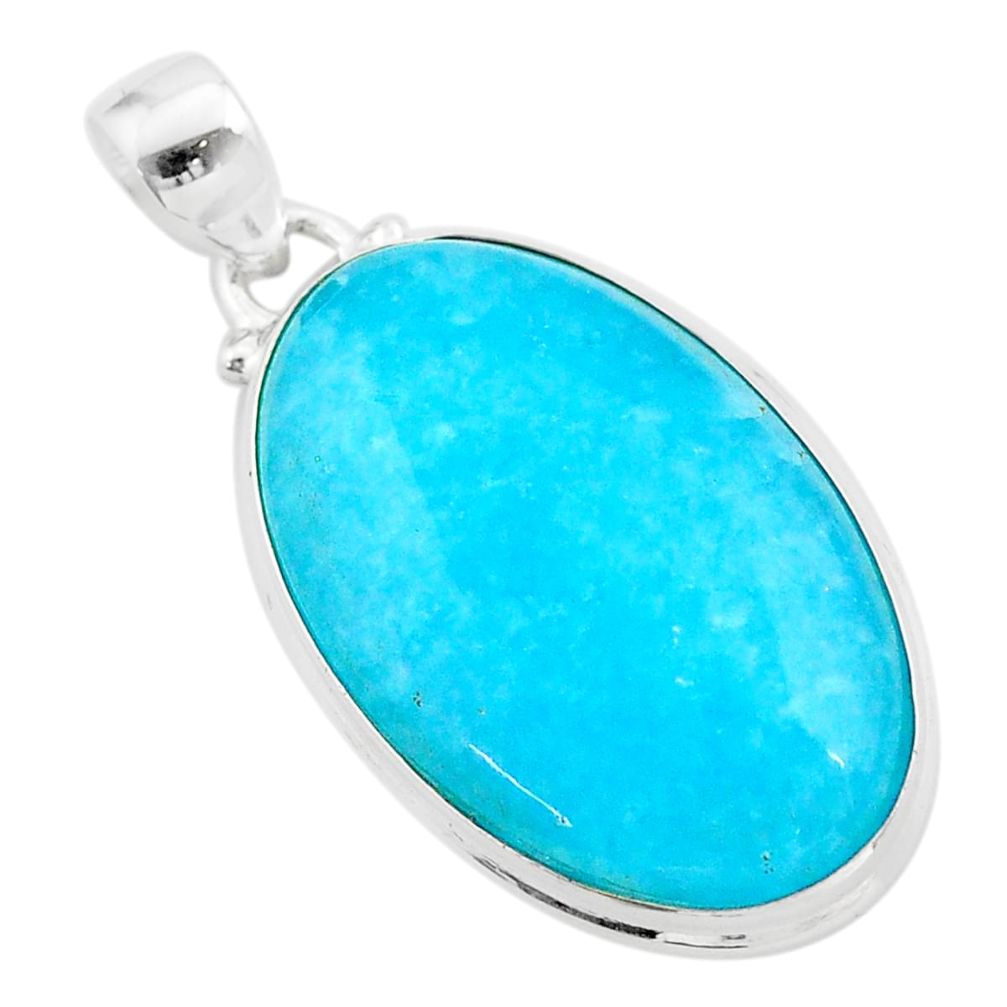925 sterling silver 22.54cts blue smithsonite oval pendant jewelry t42399