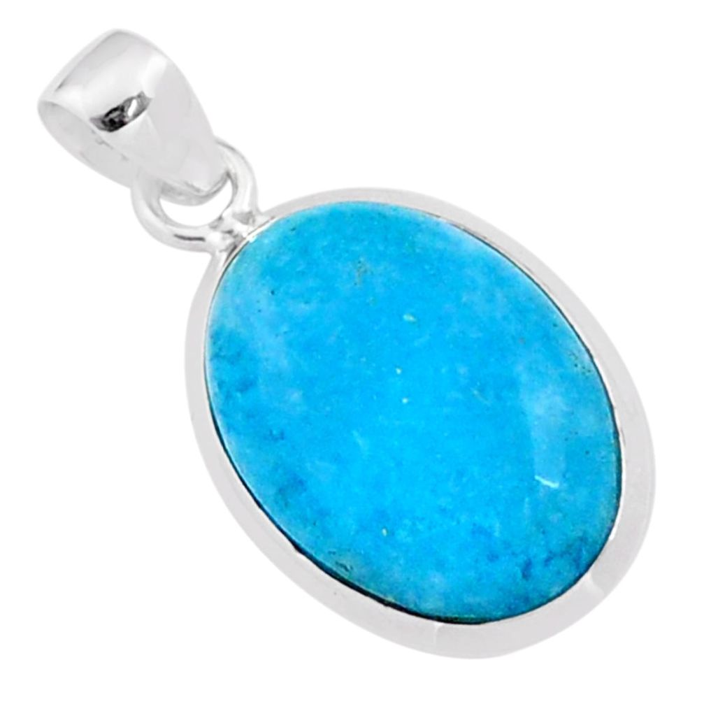 925 sterling silver 12.65cts blue smithsonite oval pendant jewelry t79075