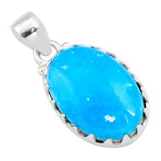 925 sterling silver 11.17cts blue smithsonite oval pendant jewelry t79099