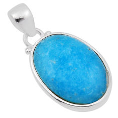 925 sterling silver 13.99cts blue smithsonite oval shape pendant jewelry n31115