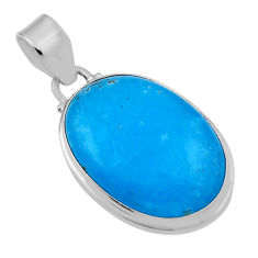 925 sterling silver 17.40cts blue smithsonite oval shape pendant jewelry n31206