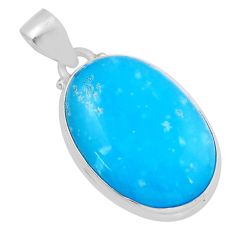 925 sterling silver 17.98cts blue smithsonite oval shape pendant jewelry y52423