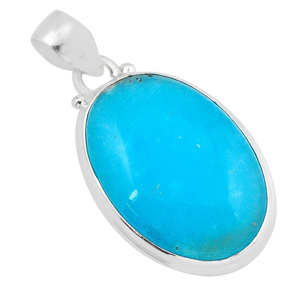 925 sterling silver 16.99cts blue smithsonite oval shape pendant jewelry y52428