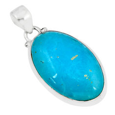 925 sterling silver 15.86cts blue smithsonite oval shape pendant jewelry y52915