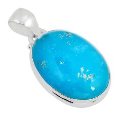925 sterling silver 15.55cts blue smithsonite oval shape pendant jewelry y55519