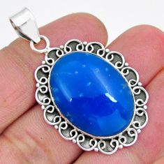 925 sterling silver 19.85cts blue smithsonite oval shape pendant jewelry y6491