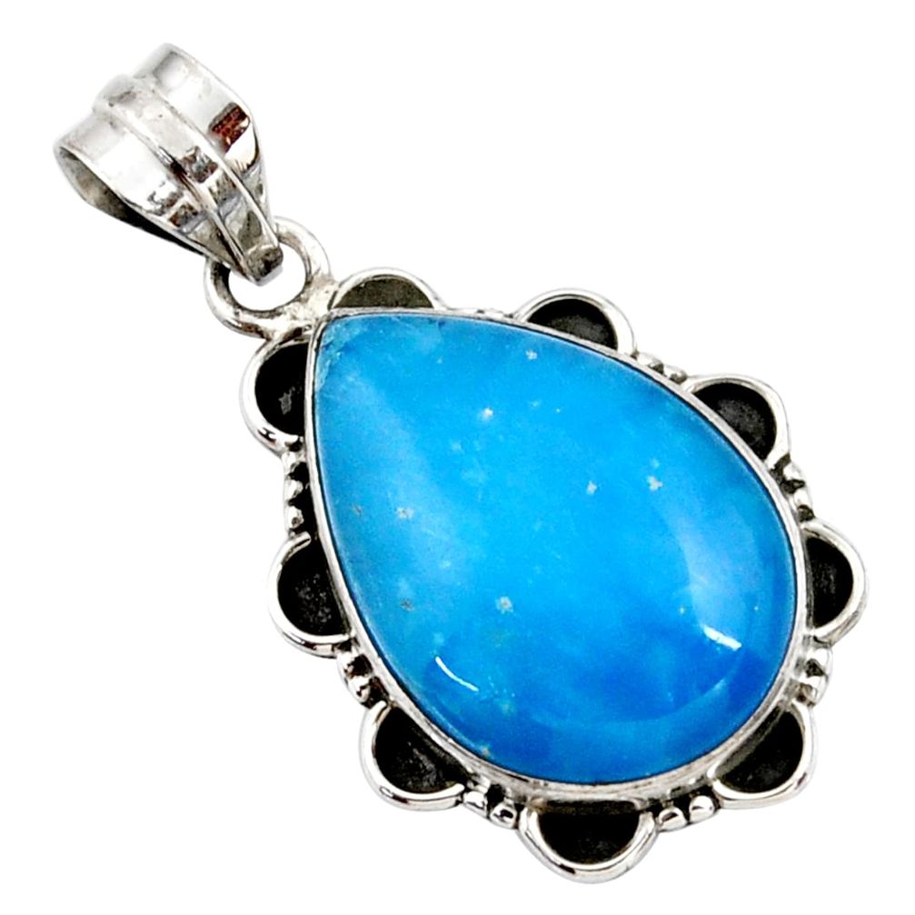 925 sterling silver 15.65cts blue smithsonite pear pendant jewelry r27777