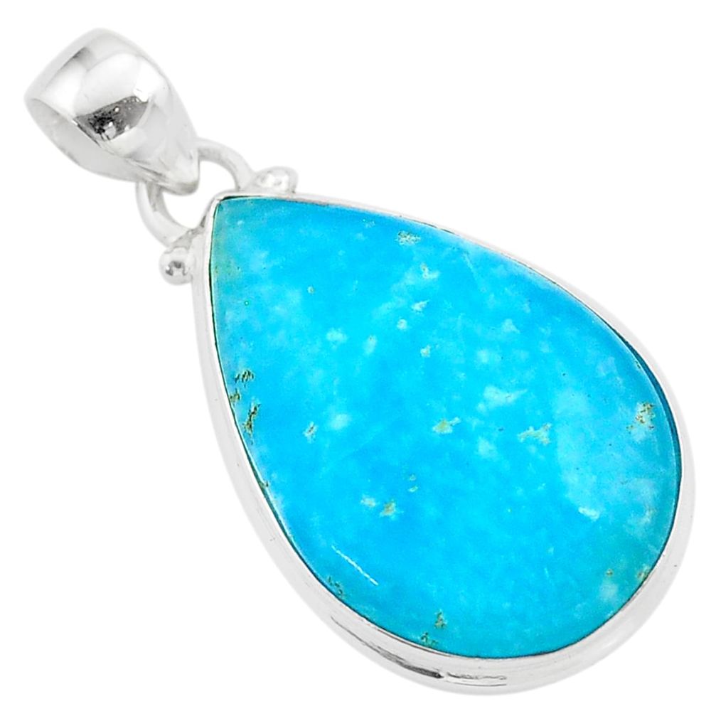 925 sterling silver 17.22cts blue smithsonite pear pendant jewelry t42368