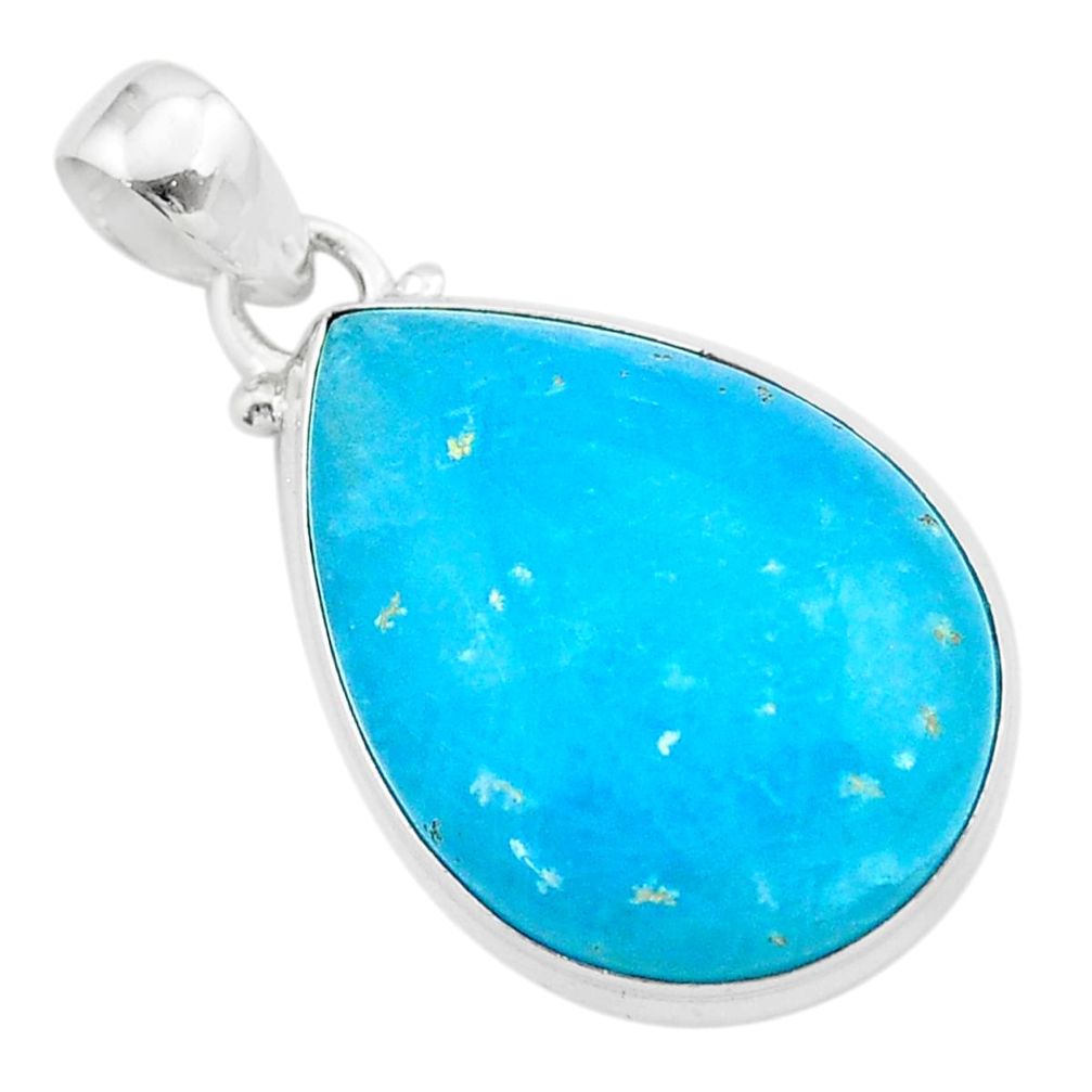 925 sterling silver 16.62cts blue smithsonite pear pendant jewelry t42378