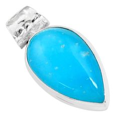 925 sterling silver 15.08cts blue smithsonite pear pendant jewelry t79069