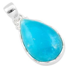 925 sterling silver 15.08cts blue smithsonite pear pendant jewelry t79096