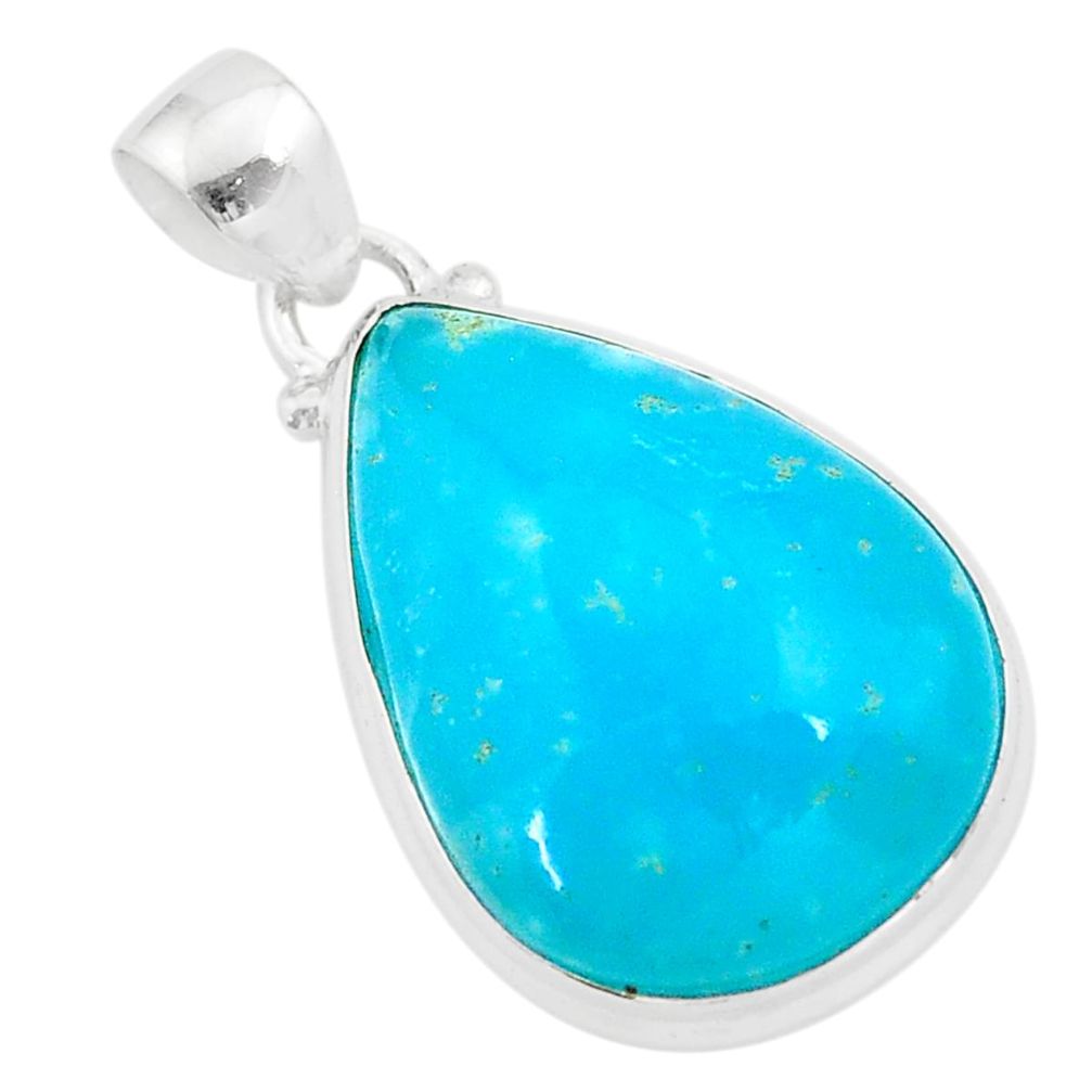 925 sterling silver 18.68cts blue smithsonite pear shape pendant jewelry t42364