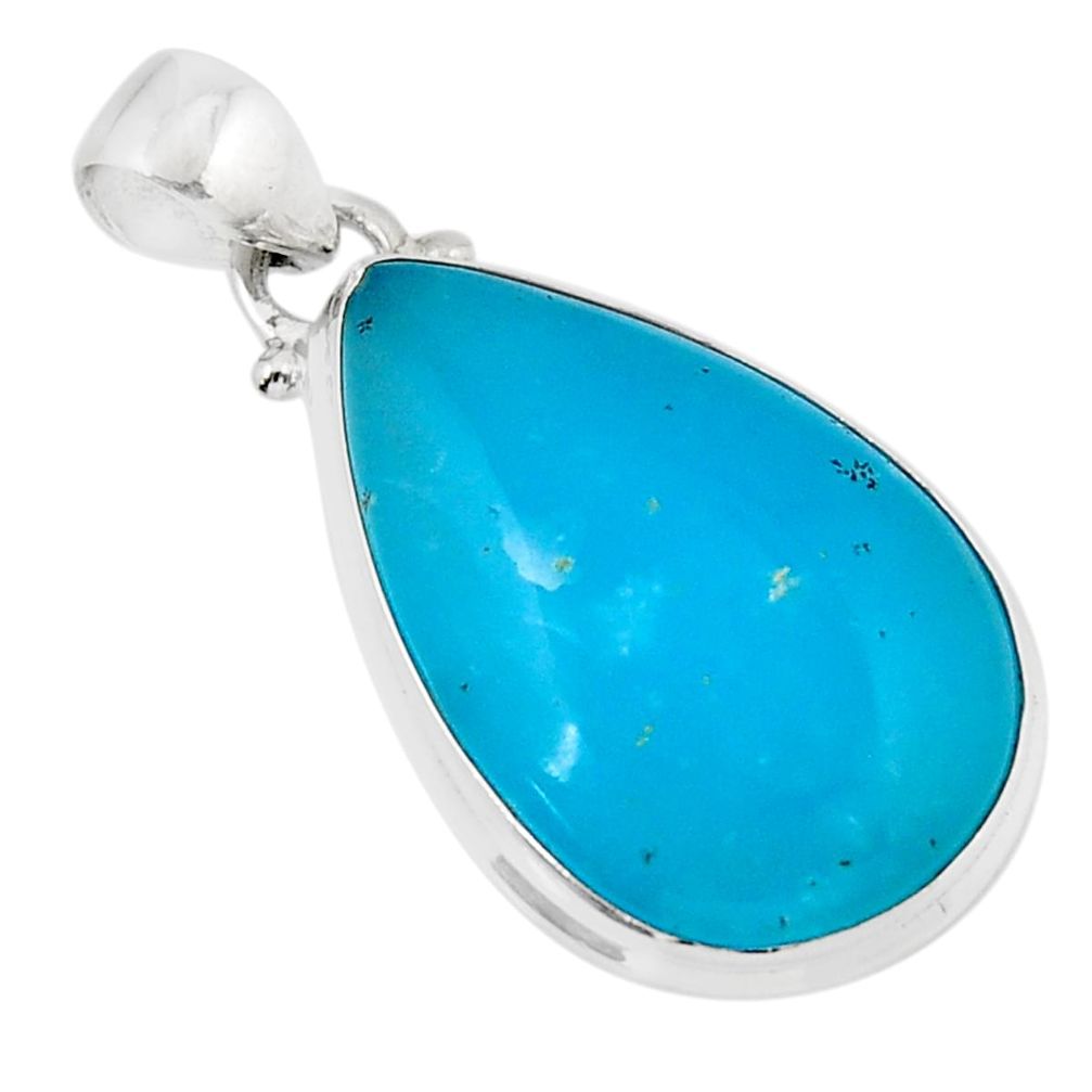 925 sterling silver 14.14cts blue smithsonite pear shape pendant jewelry y52638