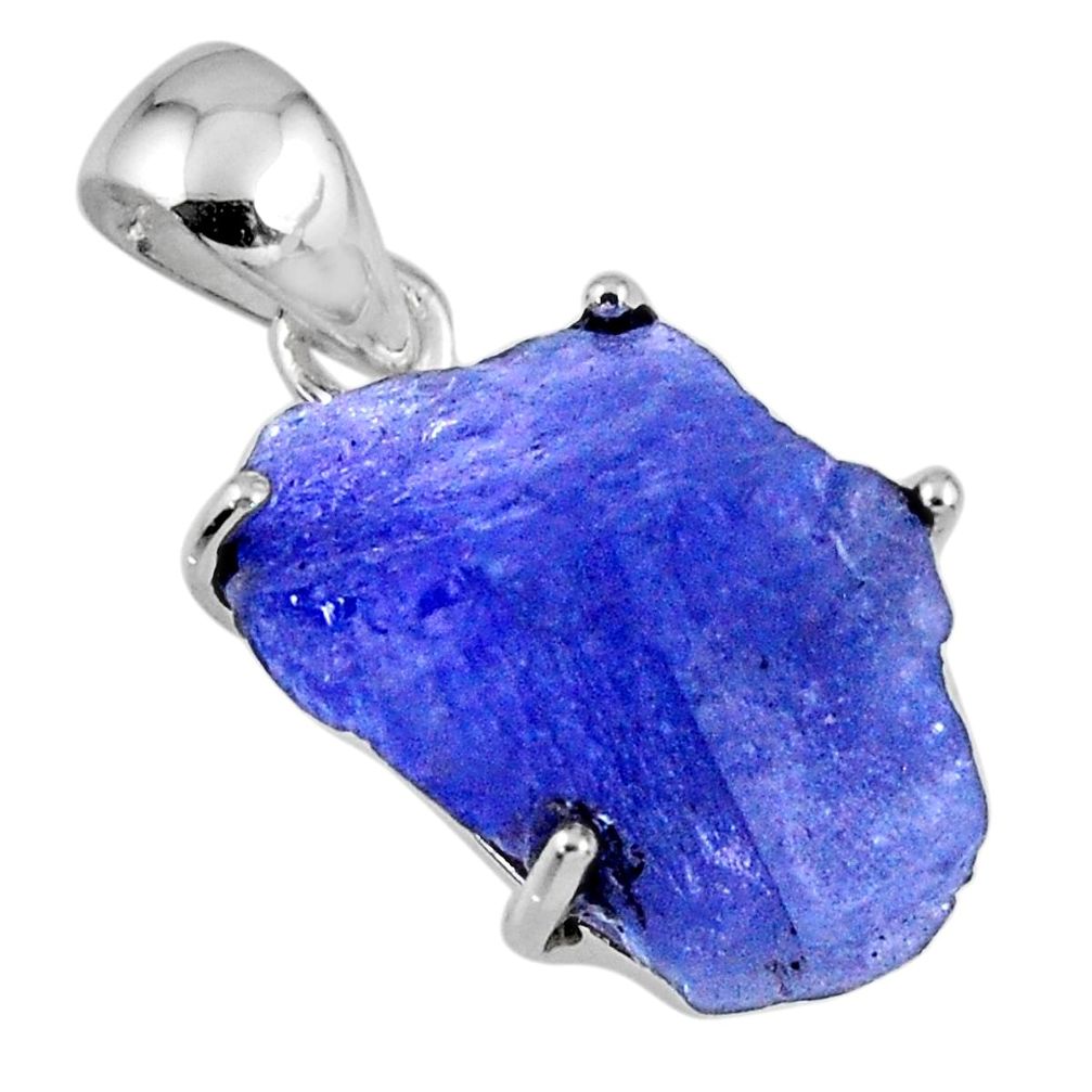 925 sterling silver 15.36cts blue tanzanite rough fancy shape pendant r56690