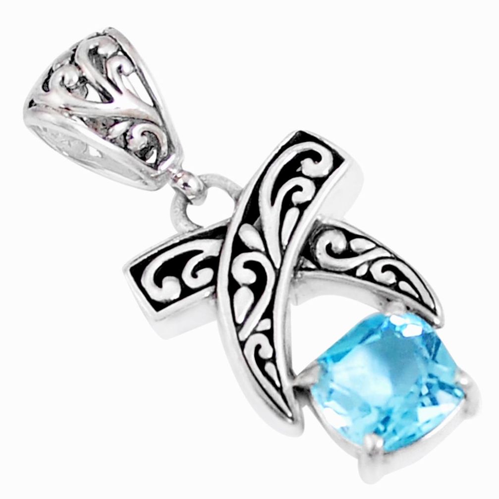 925 sterling silver 2.68cts blue topaz quartz pendant jewelry c22159