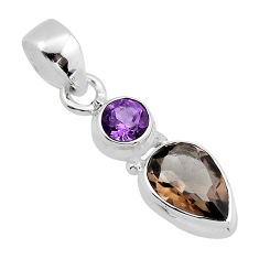 925 sterling silver 5.30cts brown smoky topaz amethyst pendant jewelry y81674