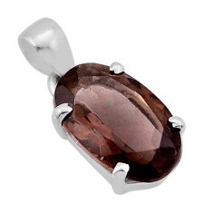 925 sterling silver 6.25cts brown smoky topaz oval shape pendant jewelry n49394