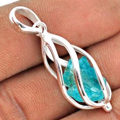 925 sterling silver 5.50cts cage natural blue apatite rough fancy pendant t89992