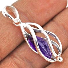 925 sterling silver 5.22cts cage natural purple amethyst rough pendant t89893