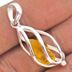 925 sterling silver 4.43cts cage yellow citrine rough fancy pendant t89933