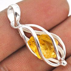 925 sterling silver 4.42cts cage yellow citrine rough pendant jewelry t89936