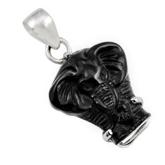 925 sterling silver 10.50cts carving natural black onyx elephant pendant y35369