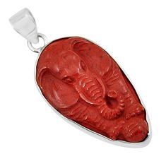 925 sterling silver 19.82cts carving natural jasper red elephant pendant y35444