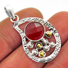 925 sterling silver 5.23cts checker cut natural honey onyx round pendant n25518