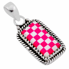 925 sterling silver 5.43cts checker pink white strip opal pendant jewelry n39336