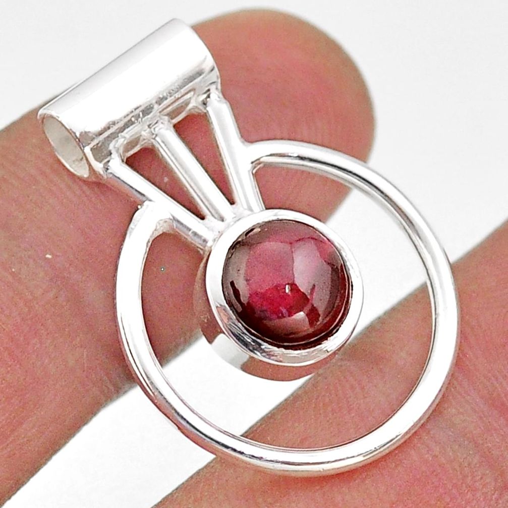 925 sterling silver 2.98cts circle of life natural red garnet pendant t47092
