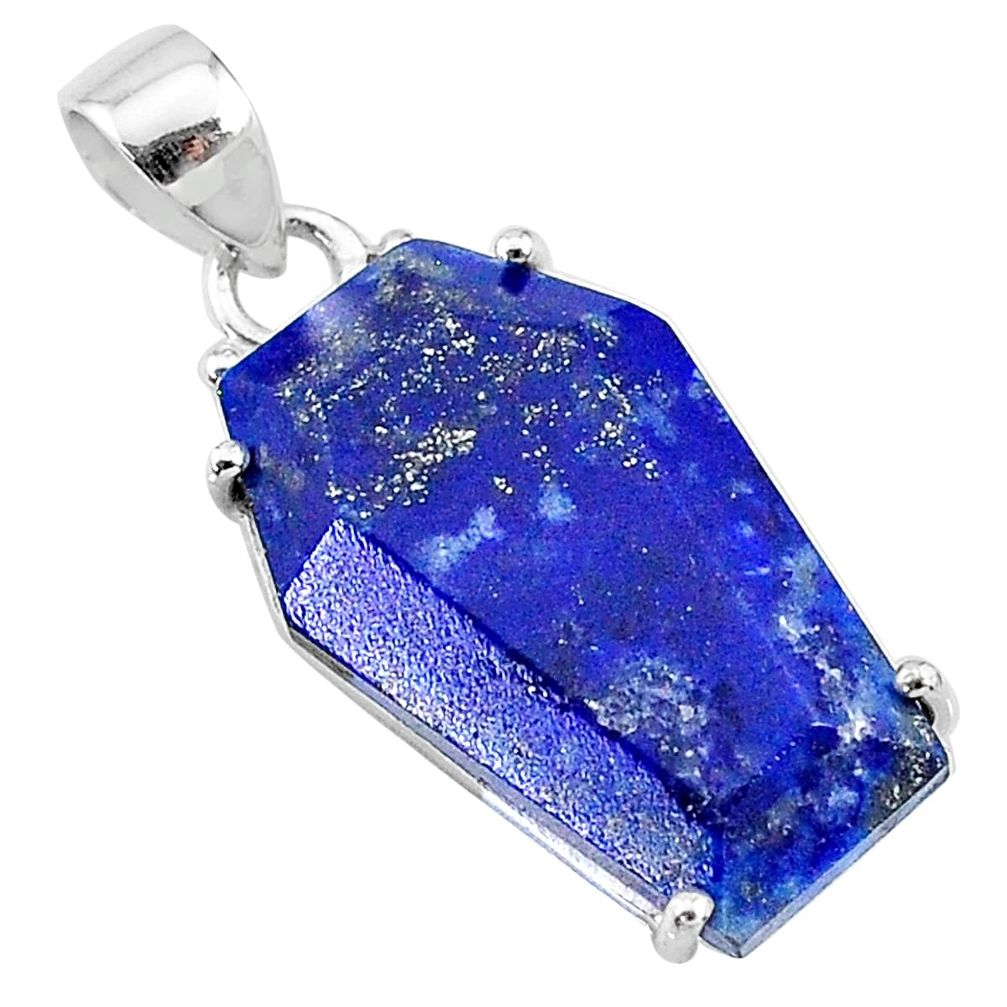 925 sterling silver 13.69cts coffin natural blue lapis lazuli pendant t12050