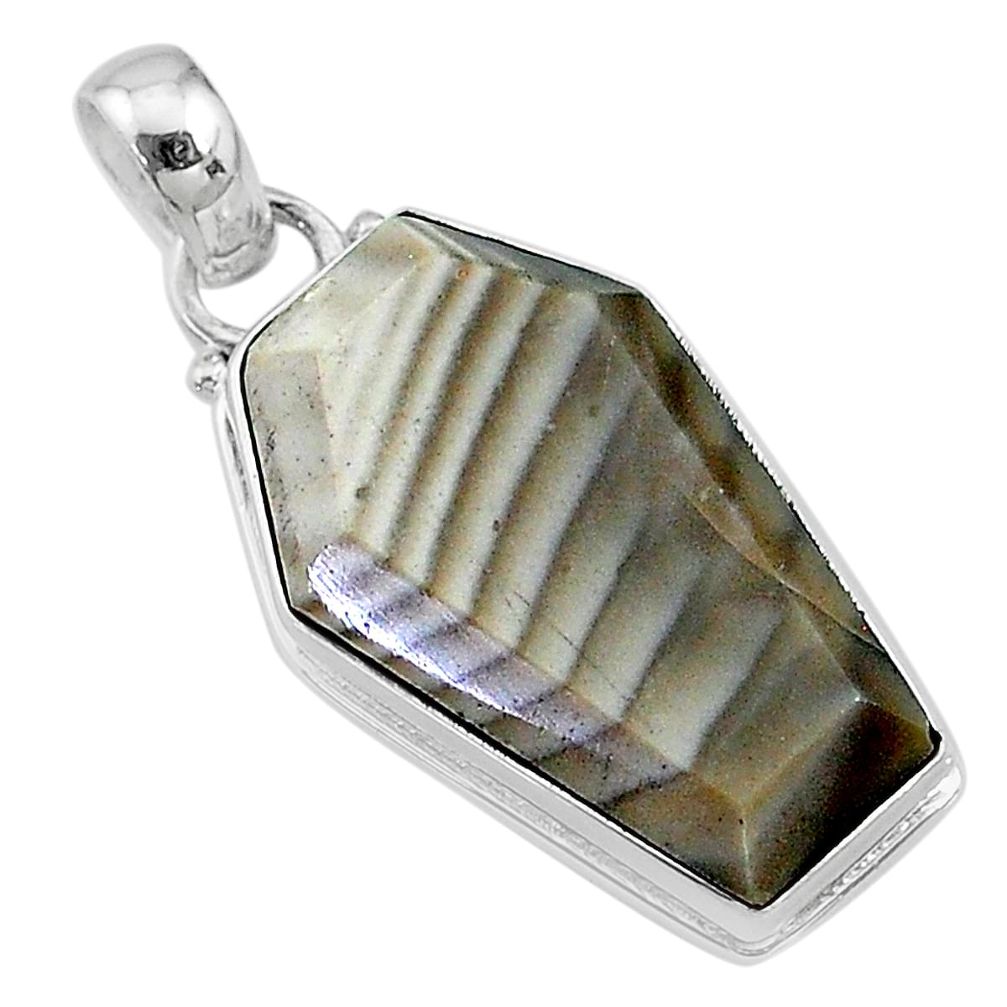 925 sterling silver 16.18cts coffin natural brown imperial jasper pendant t11810