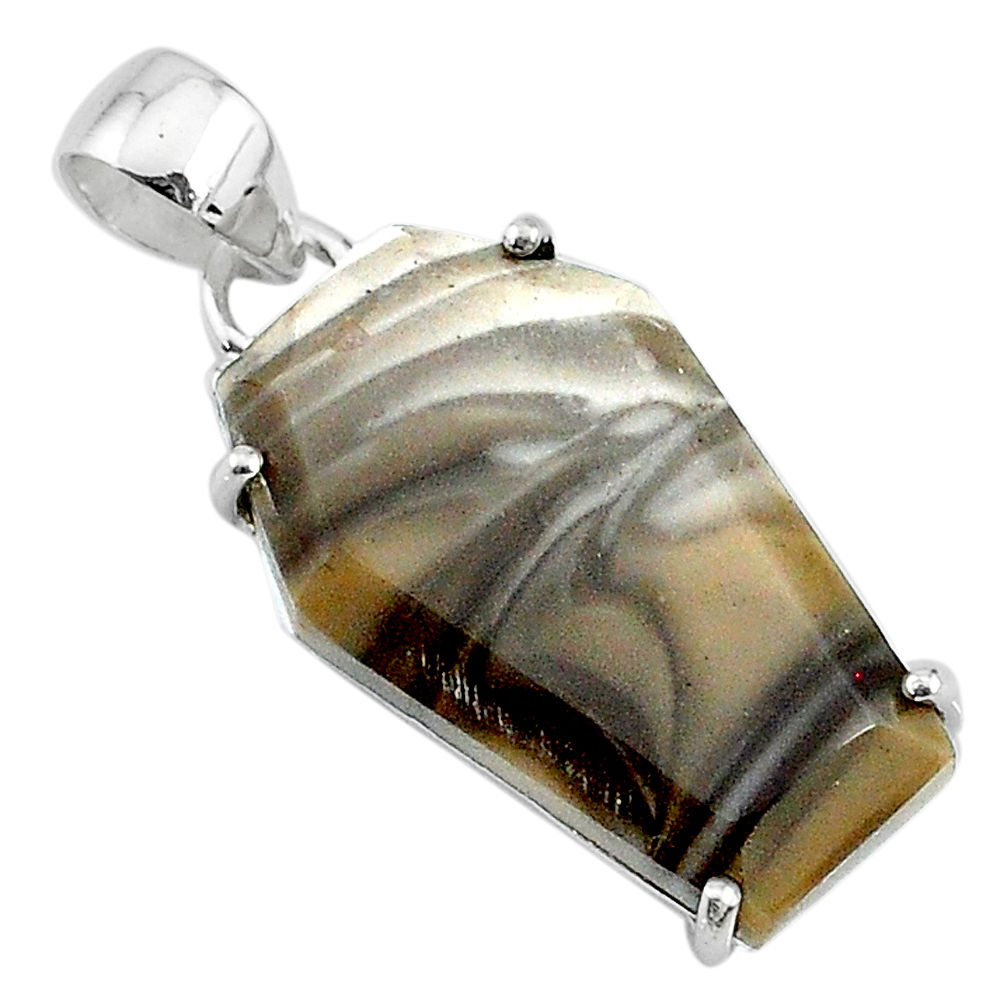 925 sterling silver 13.58cts coffin natural brown imperial jasper pendant t11824